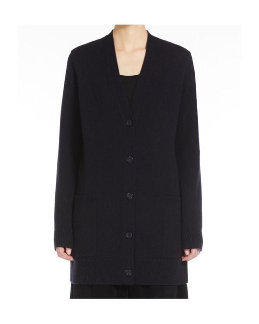 Max Mara Blue Villar V-Neck Long-Sleeved Cardigan
