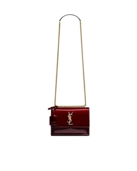 Saint Laurent Red Sunset Folover Top Small Shoulder Bag