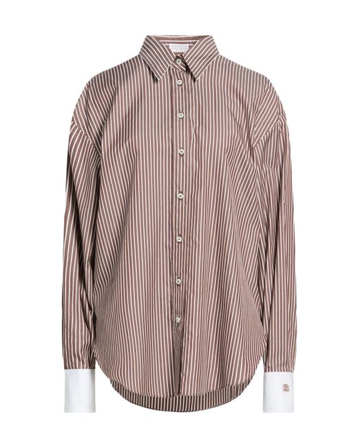 Brunello Cucinelli Brown Striped Shirts