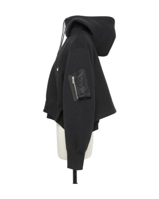 Sacai Black Sponge Sweat X Nylon Twill Hoodie