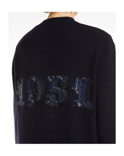 Max Mara Blue Villar V-Neck Long-Sleeved Cardigan