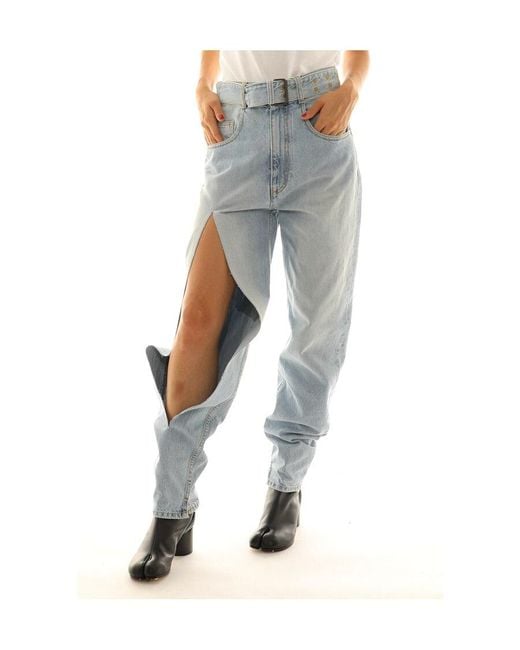 Maison Margiela Blue Slit-Detail Tapered Jeans