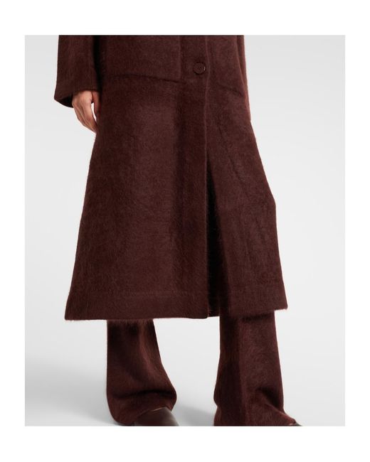 Dorothee Schumacher Purple Fluffy Statement Wool-Blend Coat