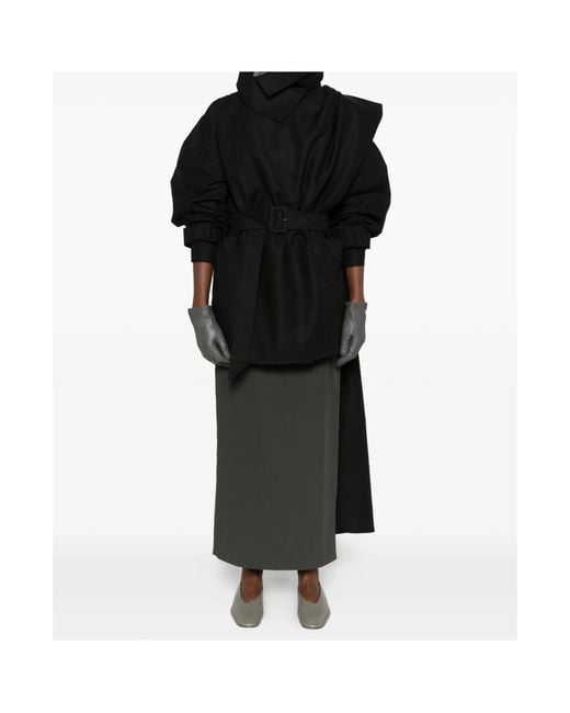 Entire studios Black Mini Scarfcoat Belted Jacket