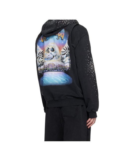 Casablanca Blue La Premonition Hotfix Printed Zipped Hoodie for men
