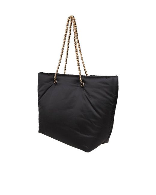 Tory Burch Black Logo Patch Padded Tote Bag