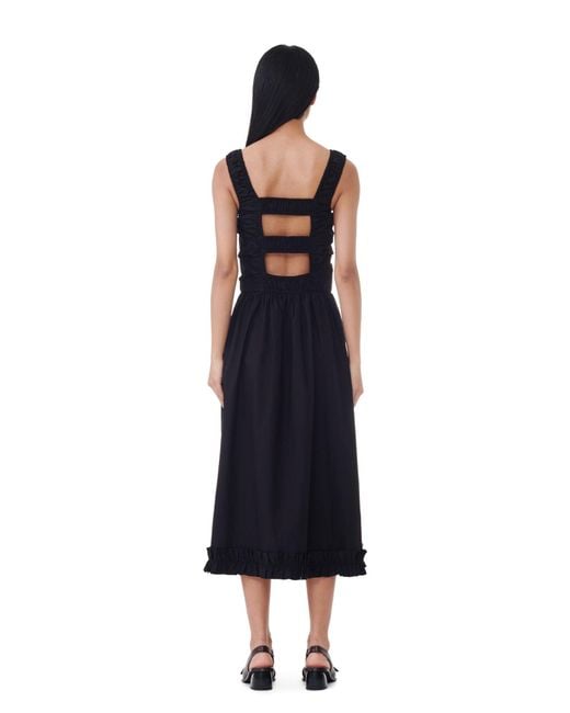 Ganni Black Cotton Strap Dress