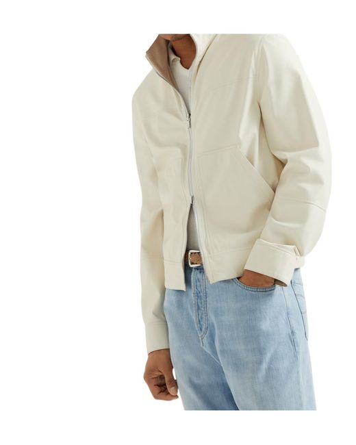 Brunello Cucinelli Multicolor Zip-Up Reversible Bomber Jacket for men