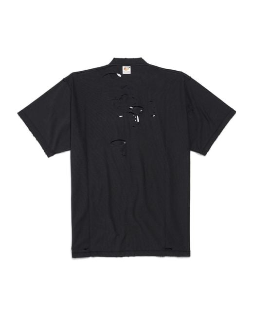 Balenciaga Black Logo Printed Distressed T-Shirt for men