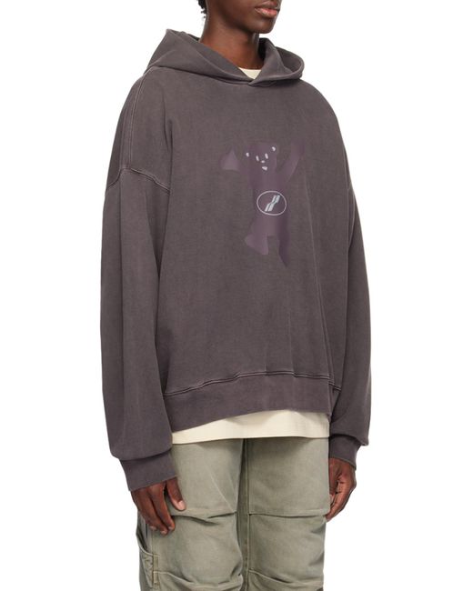 we11done Gray Logo-Print Cotton Hoodie for men