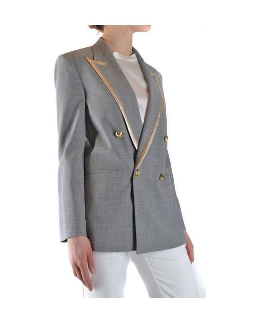 Pinko Gray Double-Breasted Suit Jacket