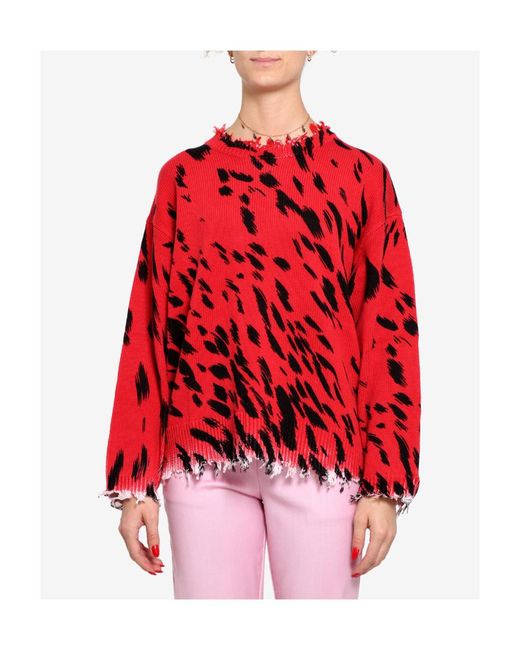 Semicouture Red Spotted Round Neck Sweater