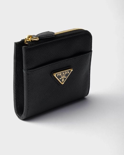 Prada Black Triangle-Logo Zipped Wallet