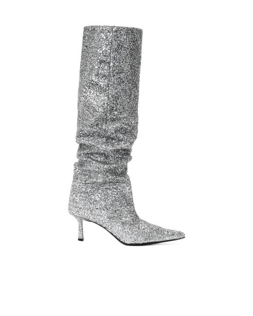 Alexander Wang Gray Viola Glitter 60Mm Long Boots