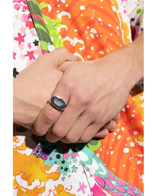 DSquared² White Logo-Engraved Ring for men