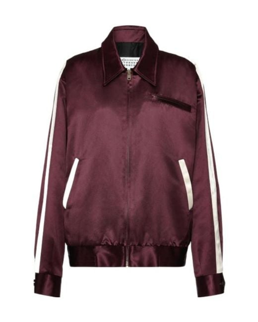 Maison Margiela Purple Contrast-Stripe Satin Jacket