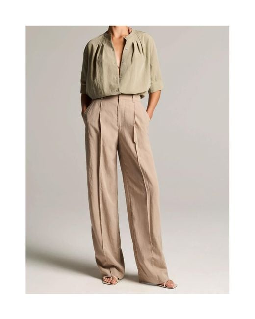 Vince Natural High-Rise Pleated Trouser