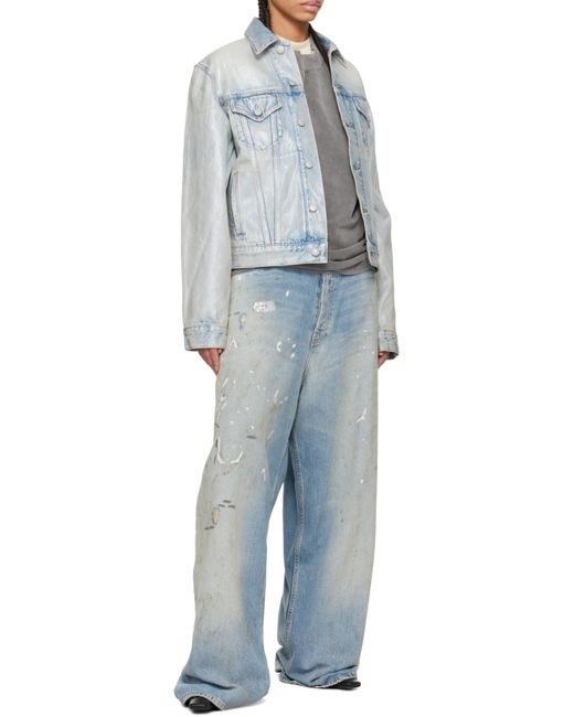 Acne Blue Collared Button-Up Denim Jacket