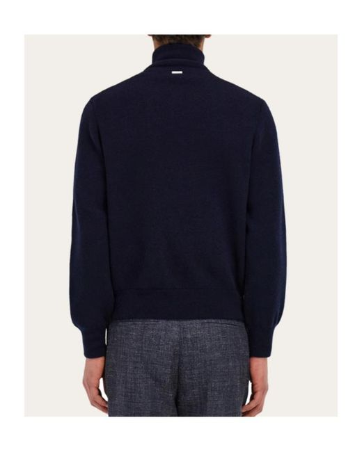 Ferragamo Blue Ferragamo Zip-Up Panelled Jacket for men