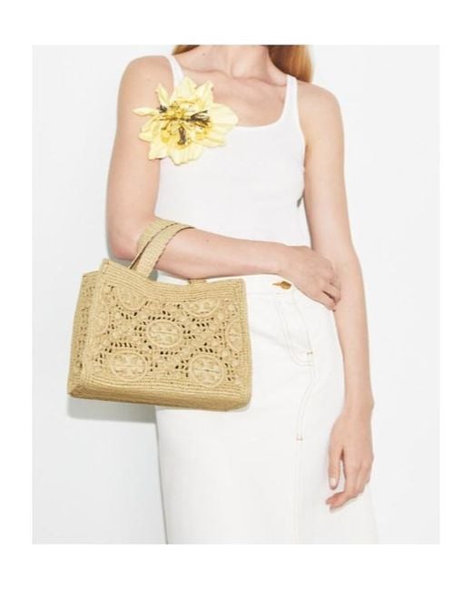 Tory Burch Metallic T Monogram Top-Handle Tote Bag