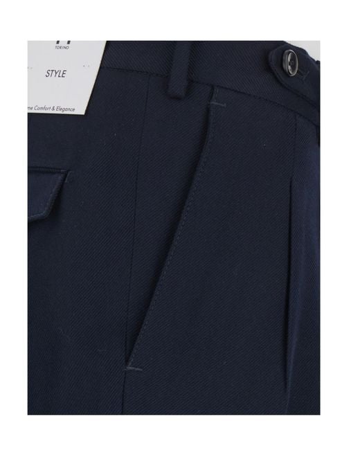 Pt Pantaloni Blue Casual Trousers With Belt Loops for men