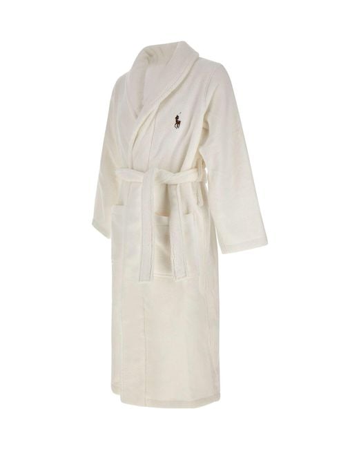 Polo Ralph Lauren White Pony-Motif Belted Dressing Gown for men