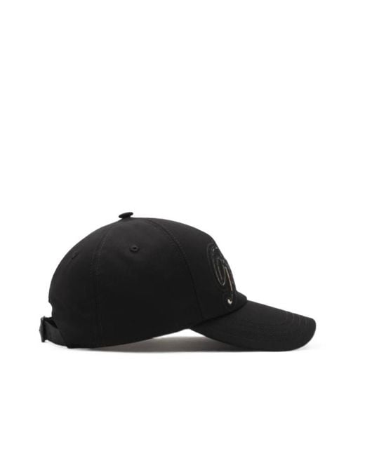 Burberry Black Check Cursive Logo Gabardine Baseball Cap for men