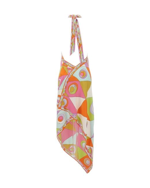 Emilio Pucci White Pucci Marmo Printed Midi Dress