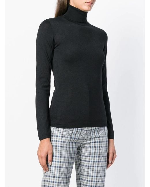 Brunello Cucinelli Black Roll-Neck Tonal Jumper