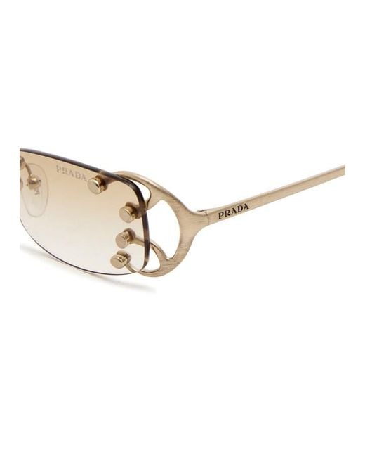 Prada White Narrow Rimless Sunglasses
