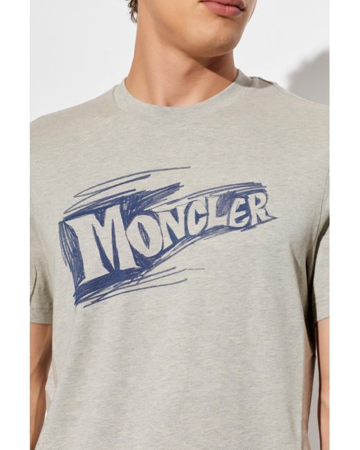 Moncler White Sketch Logo T-Shirt for men