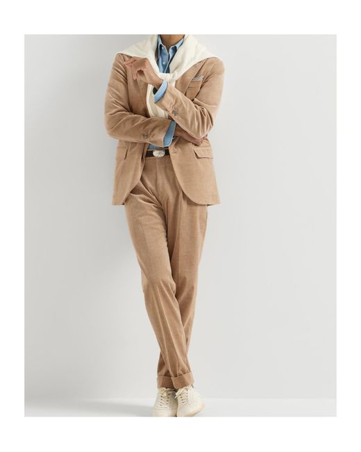 Brunello Cucinelli Natural Comfort Cotton And Cashmere Corduroy Trousers With Pleat for men