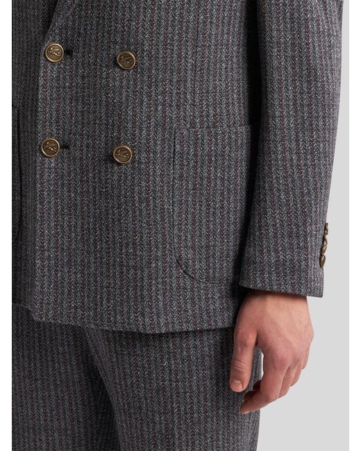 Etro Black Long-Sleeved Double-Breasted Blazer for men