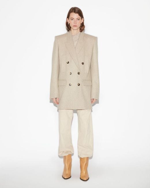 Isabel Marant Natural Double-Breasted Tailored Blazer