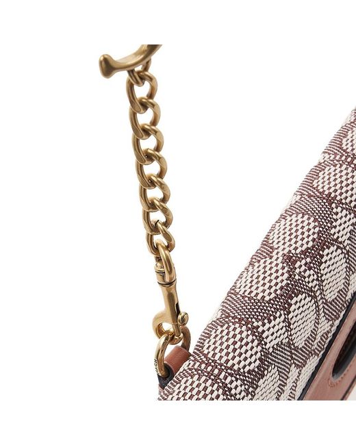 COACH Iconic Jacquard Pattern Folding Hollow Shoulder Bag in Brown | Lyst