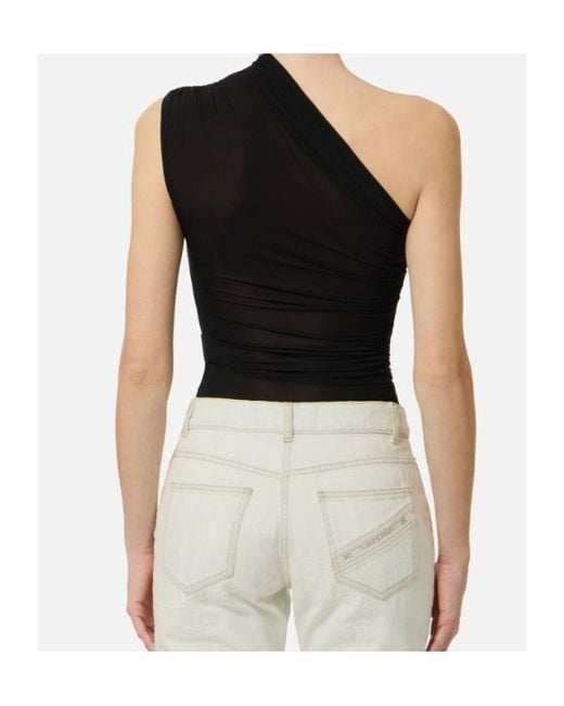 Elisabetta Franchi Black One-Shoulder Top