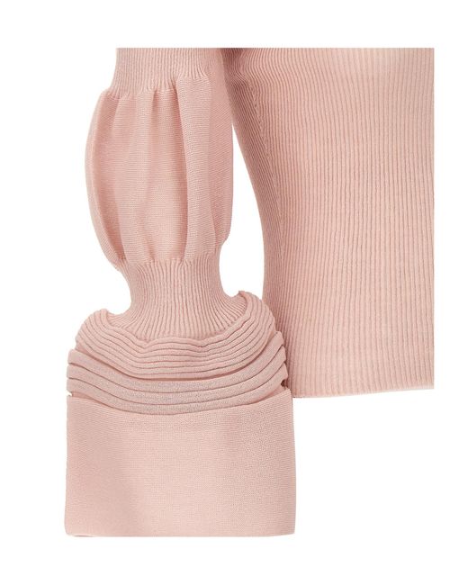 Issey Miyake Pink Assemblage Puff-Sleeved Branch Top