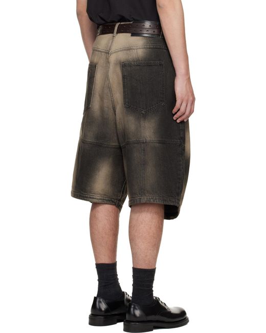Lu'u Dan Green Puffa Denim Shorts for men
