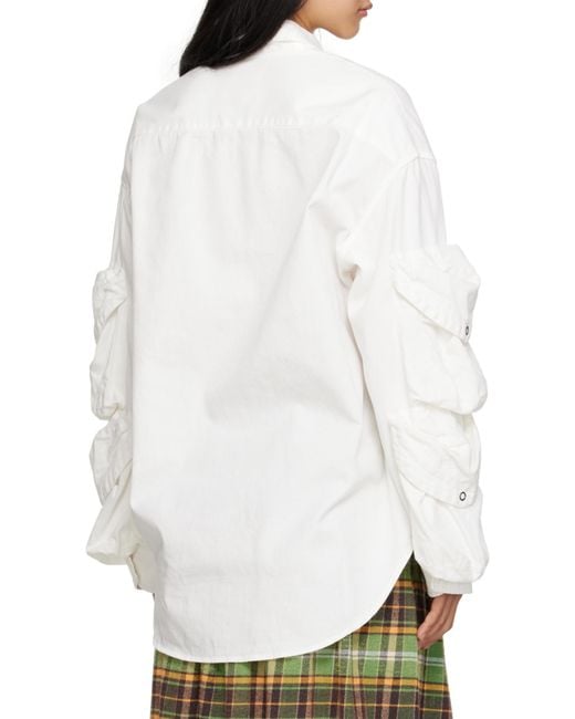 R13 White Cargo Pockets Button-Up Shirt