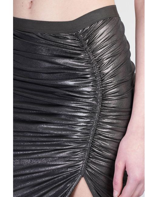 Rick Owens Black Slit Detailed Ruched Skirt