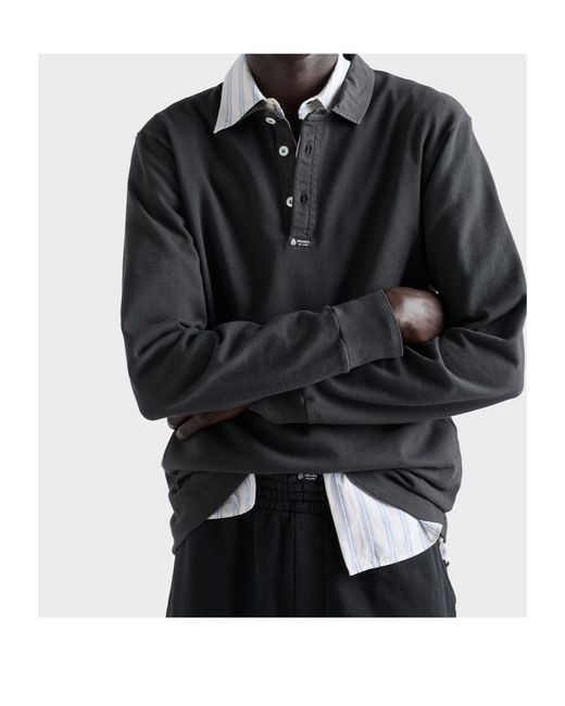 Prada Black Long-Sleeved Cotton Polo Shirt for men