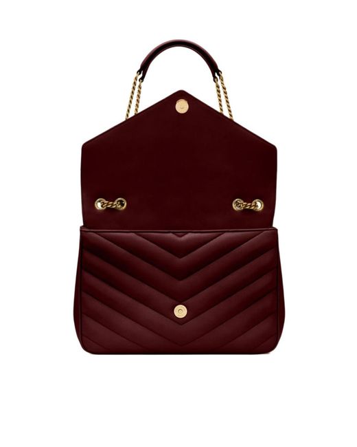 Saint Laurent Red Loulou Foldover Top Large Shoulder Bag