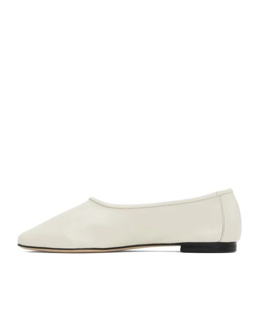 By Far White Prudence Creased Round Head Ballet Shoes