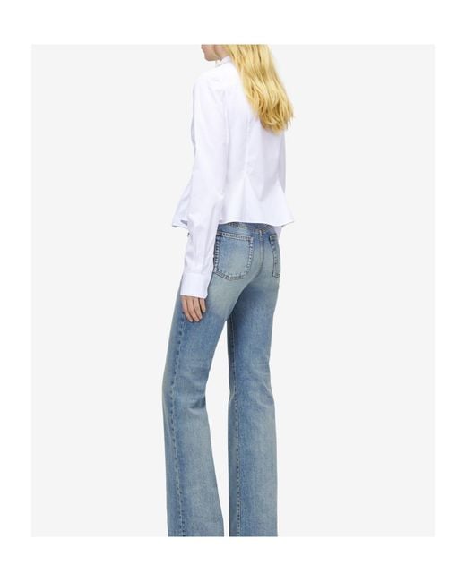 McQueen White Cotton Pleated Blouse