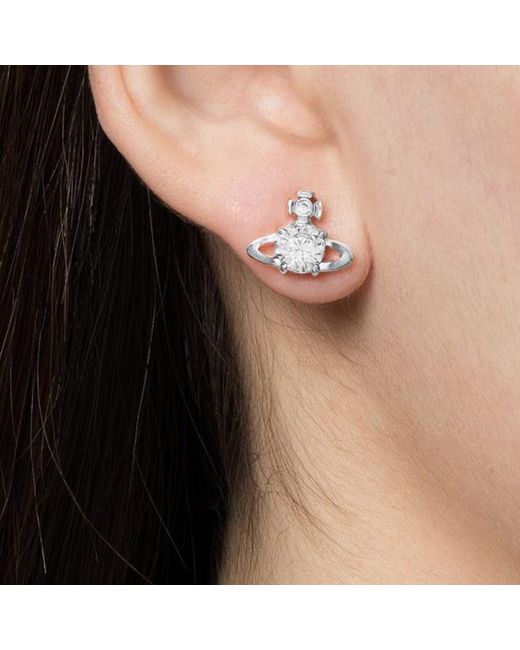 Vivienne Westwood White Orb Crystal Stud Earrings