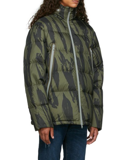 KENZO Green Pleat Camo-Print Puffer Jacket for men