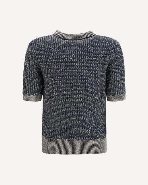 Balmain Gray Sequin-Embellished Button-Detail Sweater