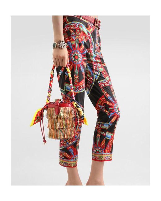 Dolce & Gabbana Red Raffia Capri Bucket Bag