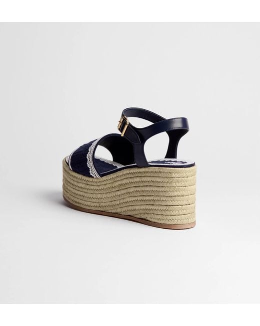 Dior Blue Dentelle Wedge Sandal