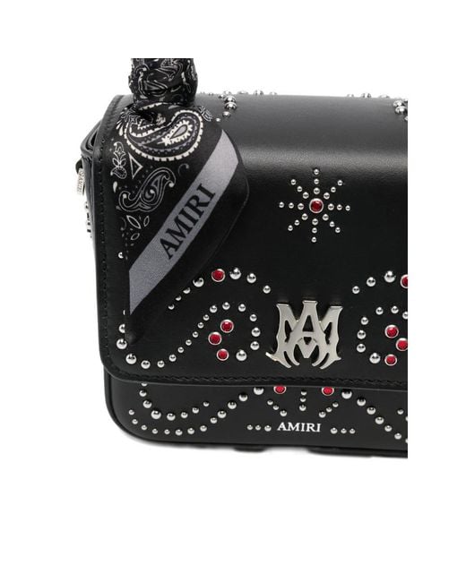 Amiri Black Ma Stud Logo Embellished Micro Handbag